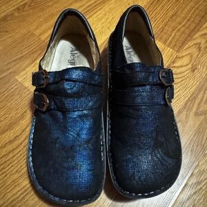 Alegria metallic blue/black suedes leather Nurses shoe